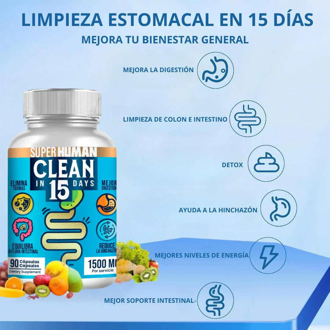 DETOX SUPERHUMAN CLEAN15™ - LIMPIEZA ESTOMACAL COMPLETA EN 15 DÍAS (ENVÍO GRATIS)