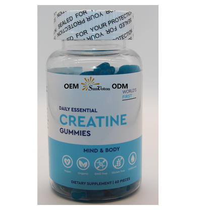 GOMITAS DE CREATINA 5000 mg (5g) - SABOR BLUE RASPBERRY - 60 GOMITAS 100% CREATINA MONOHIDRATADA / 100% MONOHYDRATE CREATINE INFUSED GUMMIES